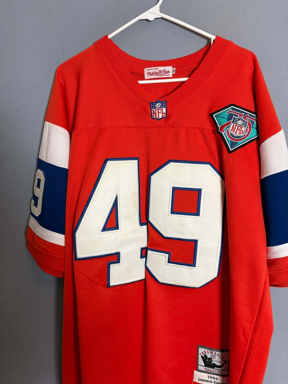 Mitchell Ness Dennis Smith 49 Denver Broncos 1994 Throwback Jersey 52